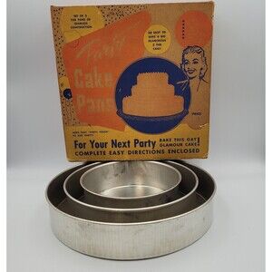 Chicago Metallic 3 Tier Party Cake Pans 10"~8"~6" Aluminum USA Made Vintage MCM